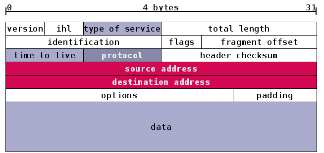 IPv4包 我们按照4 bytes将整个序列折叠，以便更好的显示